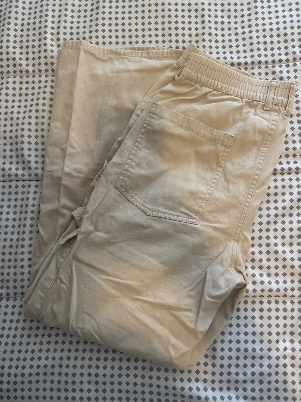 Women’s Large Casual Drawstring Pants in Beige